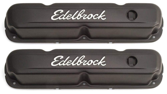 EDELBROCK 4473 Edelbrock 4473 Signature Series Valve Cover Chrysler 318-360 Low Profile Chrome w/Black Finish