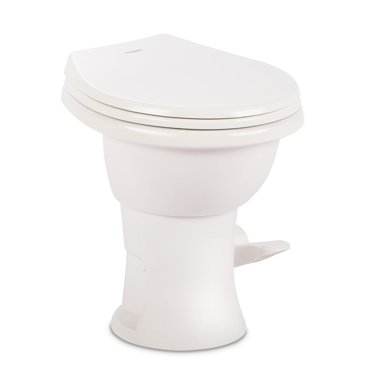 DOMETIC 9610008259 Dometic Model 410 Complete RV Toilet – Round Porcelain Bowl, Universal Fit & 2-Bolt Mount, 18" Chair Height Residential-Style, Gravity Flush Toilet with Soft-Close Seat, White (9610008259)