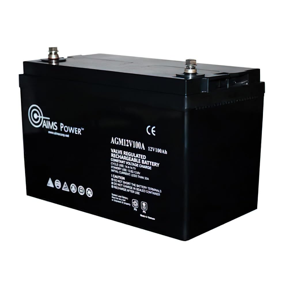 AIMS Power AGM12V100A AGM 12V 100Ah Deep Cycle Battery Heavy Duty