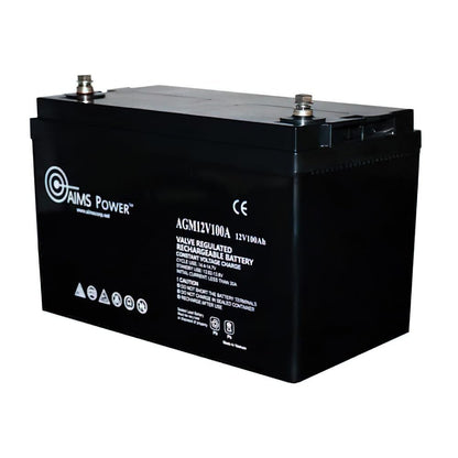 AIMS Power AGM12V100A AGM 12V 100Ah Deep Cycle Battery Heavy Duty