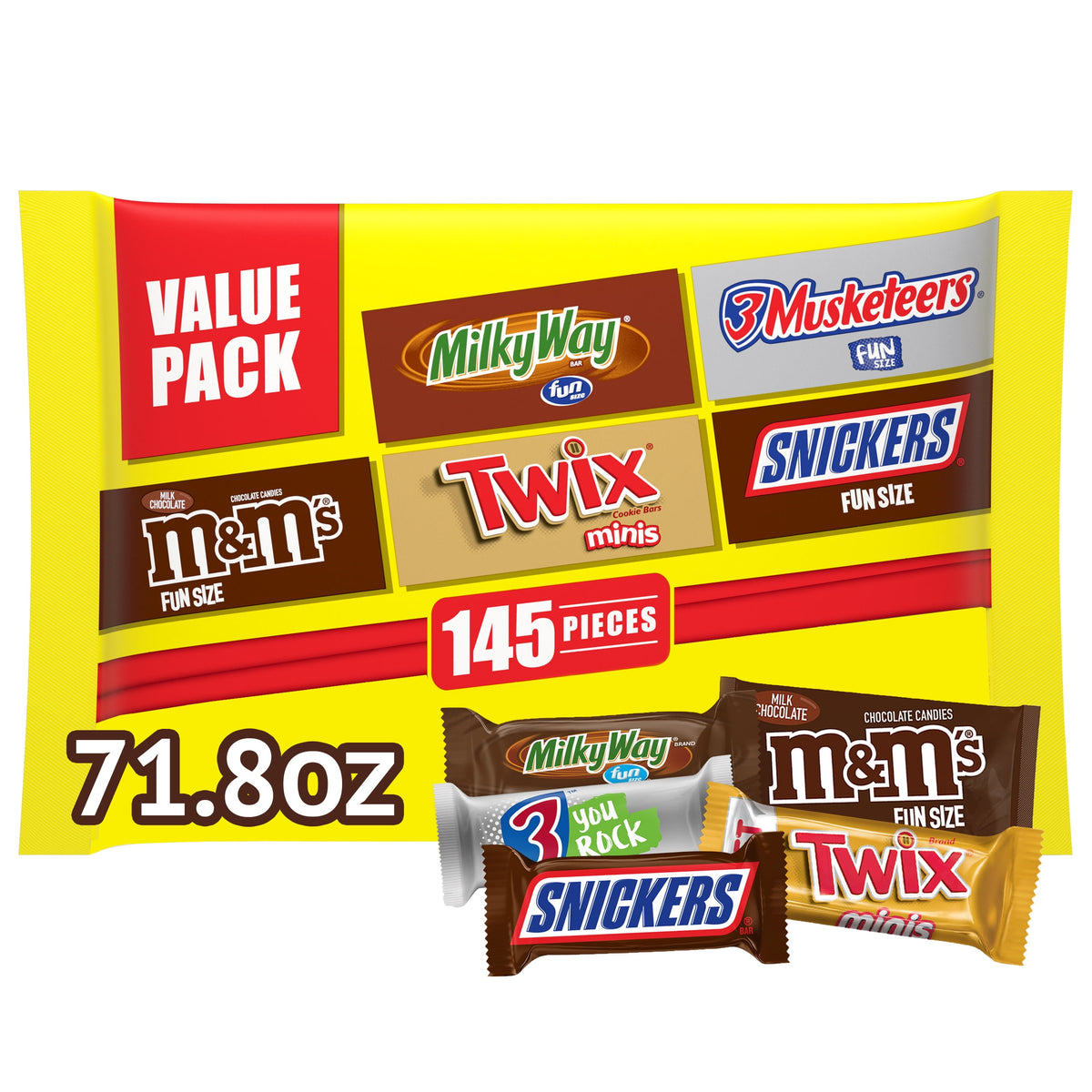 Mars Mars Bulk Chocolate Candy Variety Bag — Snickers, Twix, Milky Way, M&M'S & 3 Musketeers, 145 Count