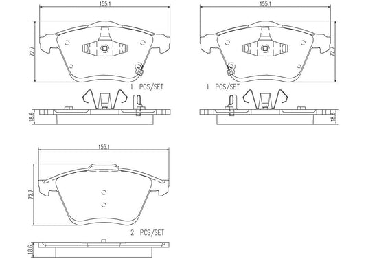 BREMBO P49038N Brembo P49038N Premium Ceramic Front Disc Brake Pad Set MAZDA OE# GPYA3323ZG9C