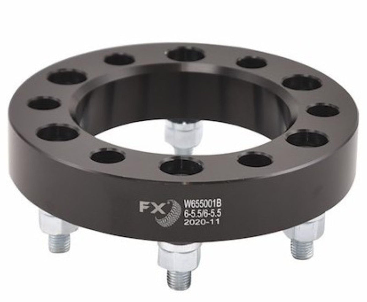 TRAILFX W655001N Trailfx FX Wheels W655001N Wheel Spacer Set of 2 – 1.25 Inch Thickness, 6x139.7 mm (6x5.50 in) Bolt Pattern, 108 mm Hub Size, Black Anodized 6061-T6 Aluminum with 12 Lug Bolts and Nuts