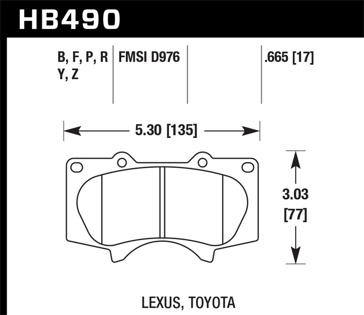 Hawk HB490Y.665 Performance LTS Light Truck and SUV Street