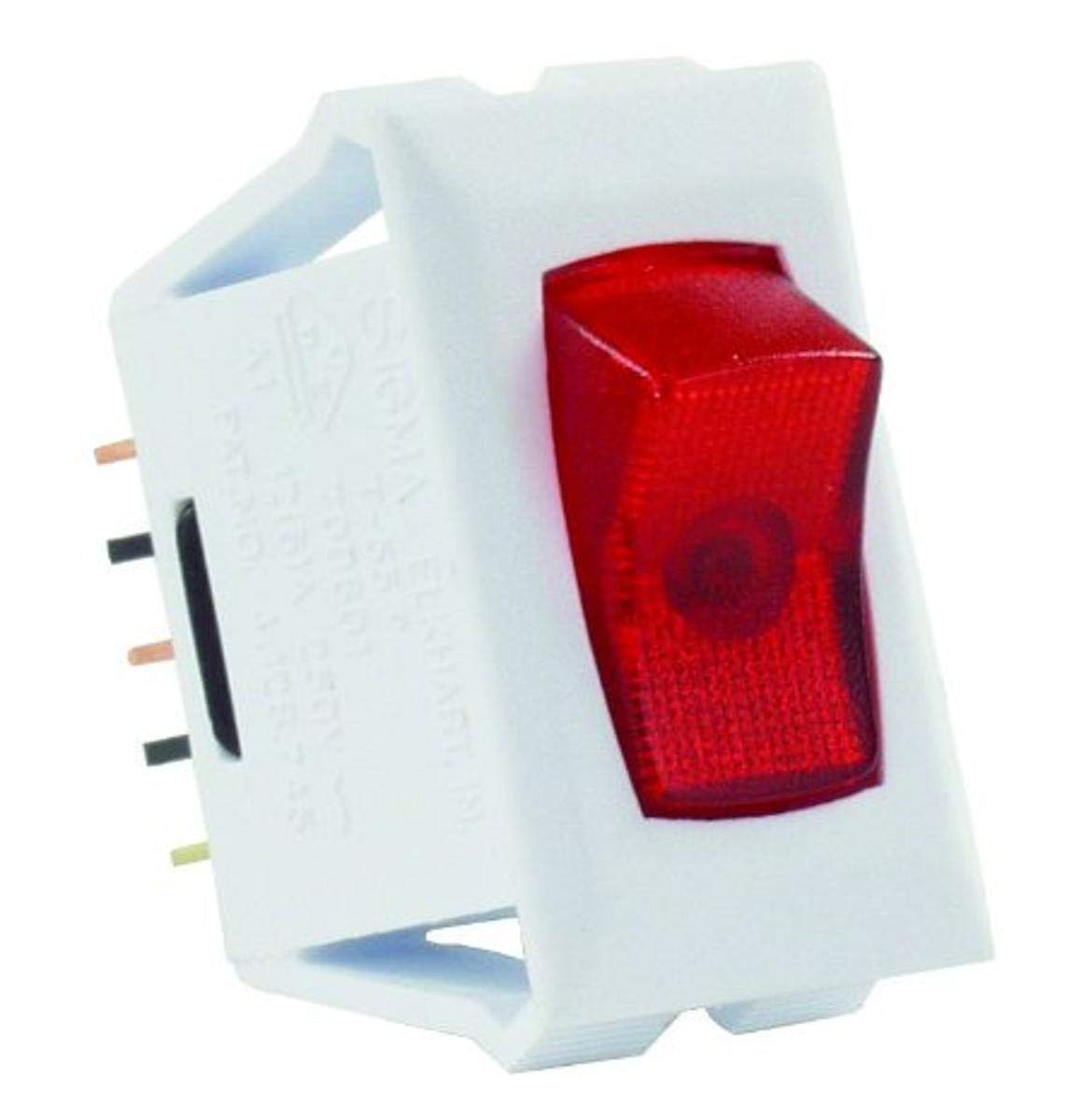 JR PRODUCTS 12505 JR Products 12505 Red/White SPST Illuminated On/Off Switch
