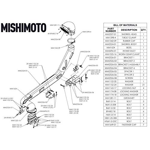 MISHIMOTO MMAI-JL-18NMWRD Mishimoto Borne Off-Road by MMAI-JL-18NMWRD Snorkel, Compatible with Jeep Wrangler JL, 2018+, Micro-Wrinkle Red