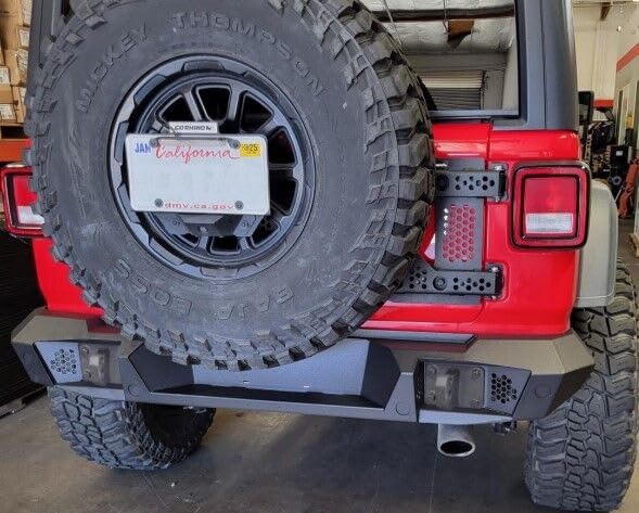 GO RHINO 274120T RealTruck Trailine Full Width Rear Bumper | Steel, Textured Black | 274120T | Fits 2018-2025 Jeep Wrangler JL/JLU
