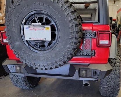 GO RHINO 274120T RealTruck Trailine Full Width Rear Bumper | Steel, Textured Black | 274120T | Fits 2018-2025 Jeep Wrangler JL/JLU