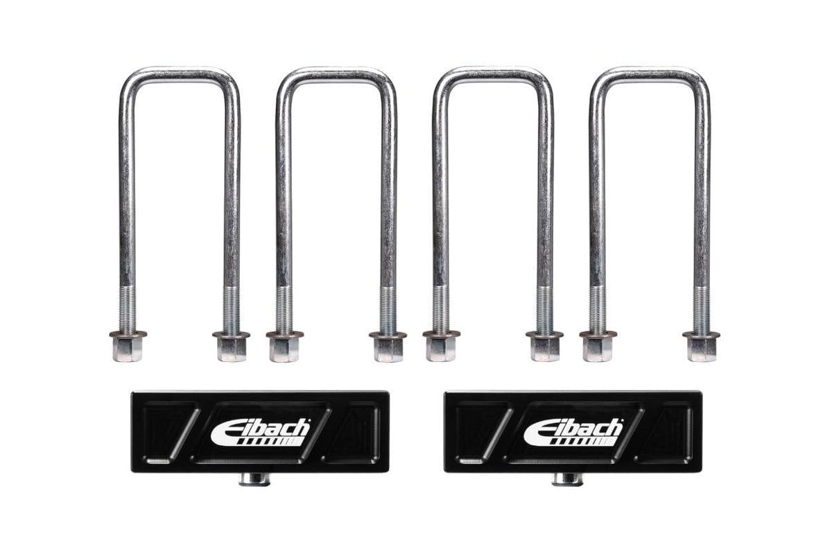 EIBACH LB81-82-007-02-02 Eibach Leaf Spring Block, 1.5 in Height, Hardware/U-Bolts, Aluminum, Black Anodized, Kit