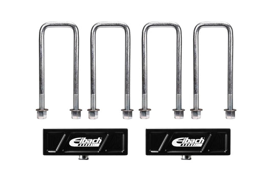 EIBACH LB81-82-007-02-02 Eibach Leaf Spring Block, 1.5 in Height, Hardware/U-Bolts, Aluminum, Black Anodized, Kit