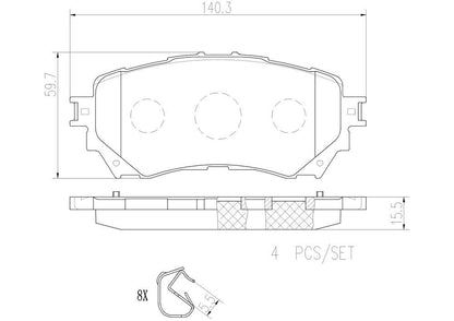 BREMBO P49048N Brembo P49048N Premium Ceramic Front Disc Brake Pad Set MAZDA OE# GHY93328ZC