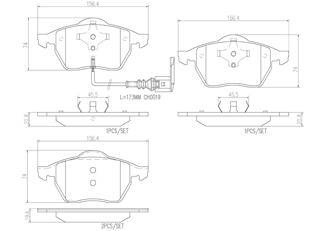 BREMBO P85045N Brembo P85045N Premium Ceramic Front Disc Brake Pad Set AUDI/SEAT/SKODA/VW/VW (FAW)/VW (SVW) OE# 1J0698151K