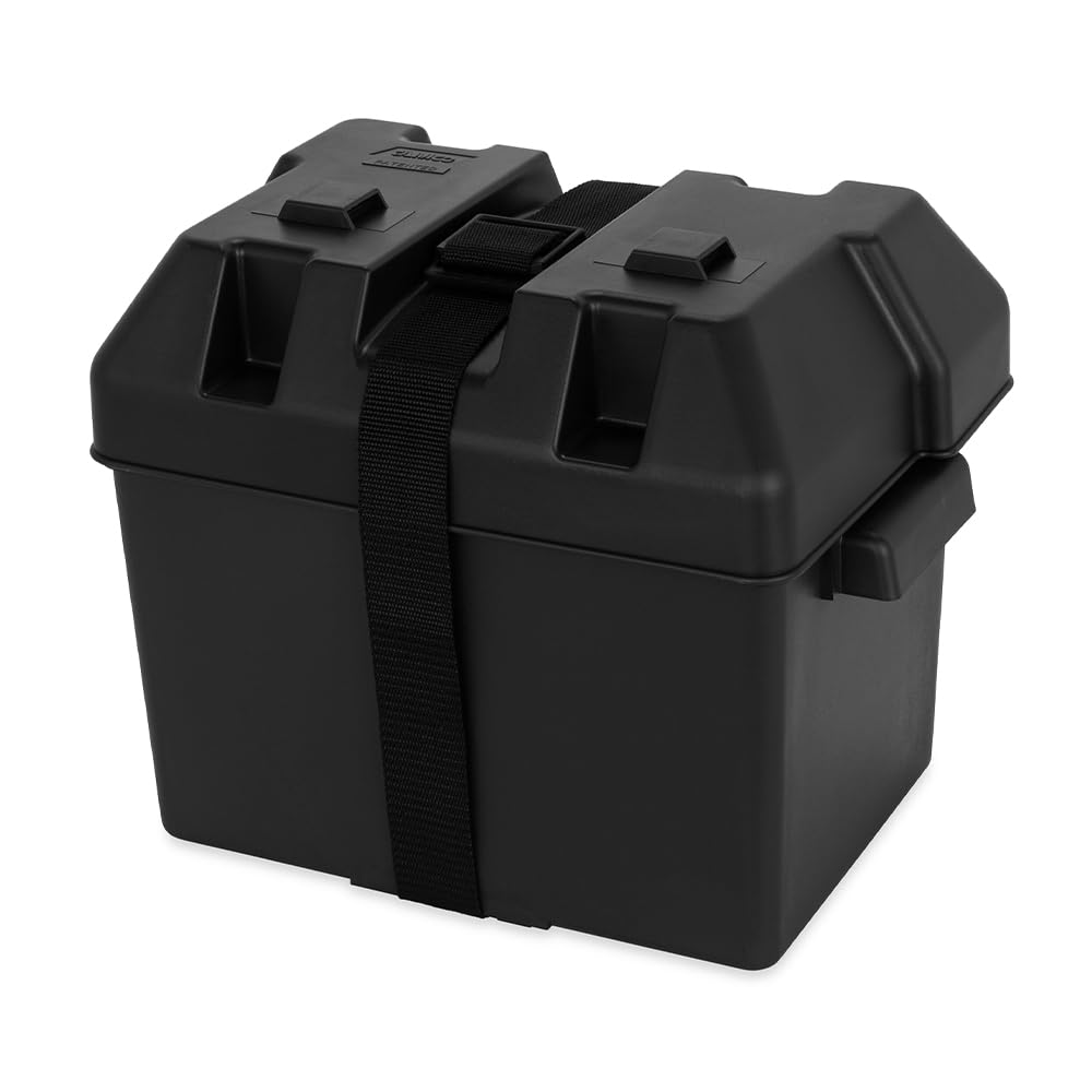 CAMCO 55362 Camco Heavy Duty Battery Box with Straps and Hardware - Group 24 |Safely Stores RV, Automotive, and Marine Batteries |Durable Anti-Corrosion Material | Measures 7-1/4" x 10-3/4" x 8" | (55362)