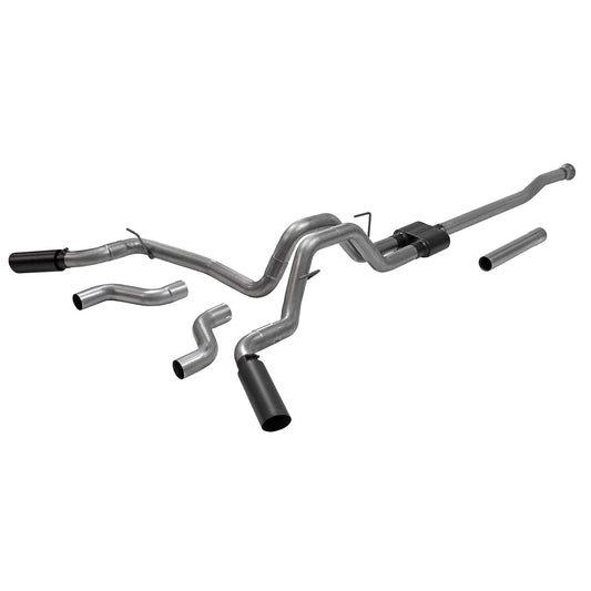 FLOWMASTER 817981 Flowmaster 817981 Outlaw Cat-Back Exhaust Kit 3 Inch 409 Stainless Steel Dual Exit 4 Inch Black Ceramic Coated 304 Stainless Steel Tips Compatible with 2021-2024 Ford F-150 2.7L 3.5L 5.0L