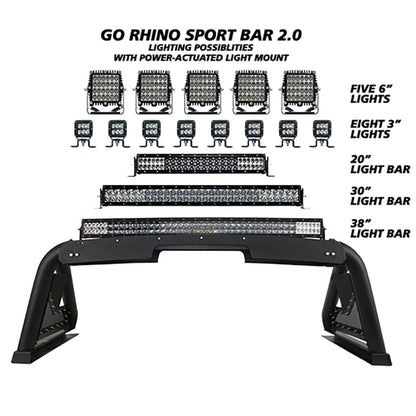 GO RHINO 911620PS Go Rhino! Sport Bar 2.0 w/Power Actuated Retractable Light Mount | Stainless Steel, Polished Stainless Steel | 911620PS | Fits 2022-2024 Toyota Tundra