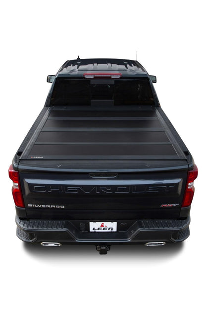 LEER 650170 LEER HF650M Quad-Folding Truck Bed Tonneau Cover, Fits Chevy Silverado and GMC Sierra, Years 2014-2018, 6'6" Truck Bed, Black