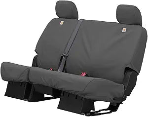 Covercraft Carhartt SeatSaver Custom Seat Covers — Fits 2011-2018 Ram 1500, 2019-2024 Ram 1500 Classic, 2011-2024 Ram 2500/3500/4500 — 2nd Row 40/60 Bench Seat, Duck Weave Gravel