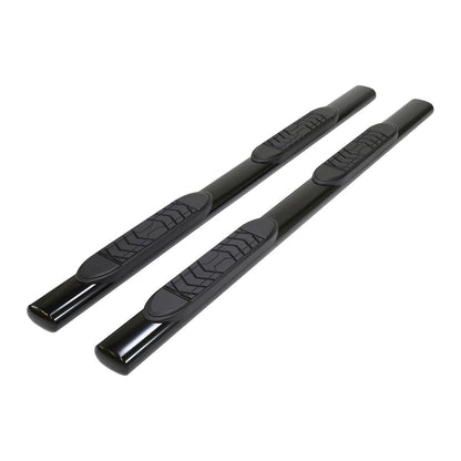 TRAILFX A7101T TrailFX A7101T Nerf Bars for Toyota Tundra Crew Max 2022-2025 Black Powder Coated Steel 5 Inch Oval Straight Side Steps with Step Pads and Bed Step Without End Caps Rocker Panel Mount