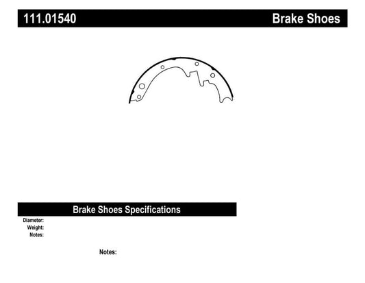 CENTRIC PARTS 111.01540 Centric Parts 111.01540 PREMIUM BRAKE SHOES