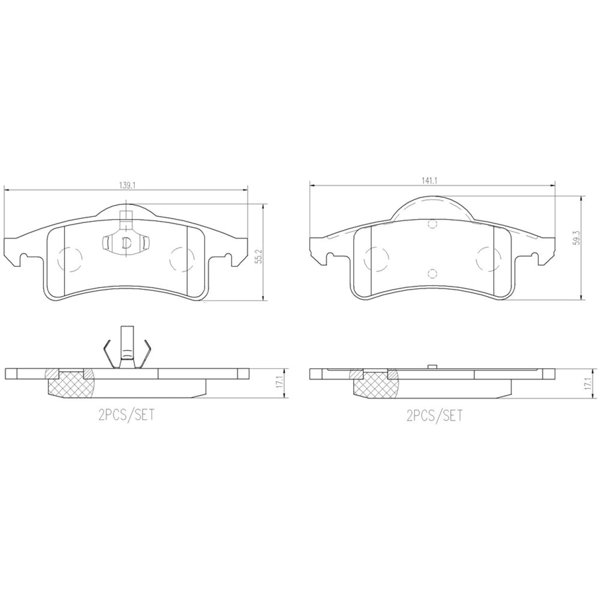 BREMBO P37006N Brembo P37006N Premium Ceramic Rear Disc Brake Pad Set JEEP/JEEP (BJC) OE# 05011970AA
