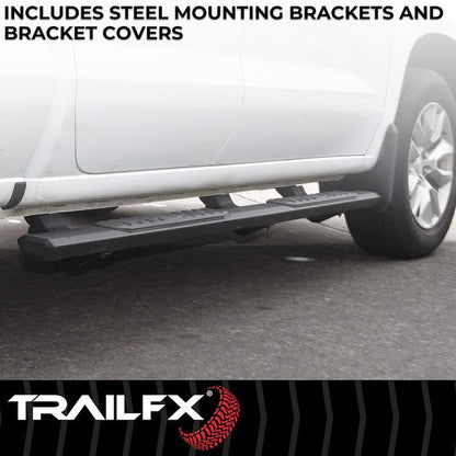 TRAILFX AL4024B TrailFX Nerf Bar Fits Toyota Tacoma Double Cab 2024-2025 Hexagonal Straight, with Step Pads Rocker Panel Mount Powder Coated Aluminum with Plastic End Caps Bracket Covers TrailFX AL4024B