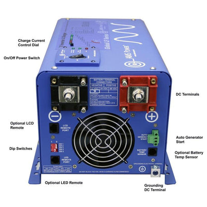 AIMS POWER PICOGLF30W12V120VR AIMS 3000W 12V Pure Sine Inverter Charger w/Transfer Switch 120V Backup