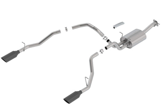 BORLA 140753BC BORLA 140753BC Cat-Back Perf. Exhaust System for 2019-2023 Ram 1500 V8 (Incl. E-Torque) (Exc. Classic) T-304 Stainless Steel ATAK Sound Dual Split Rear Exit Single 5" Round Black Chrome Tips Each Side