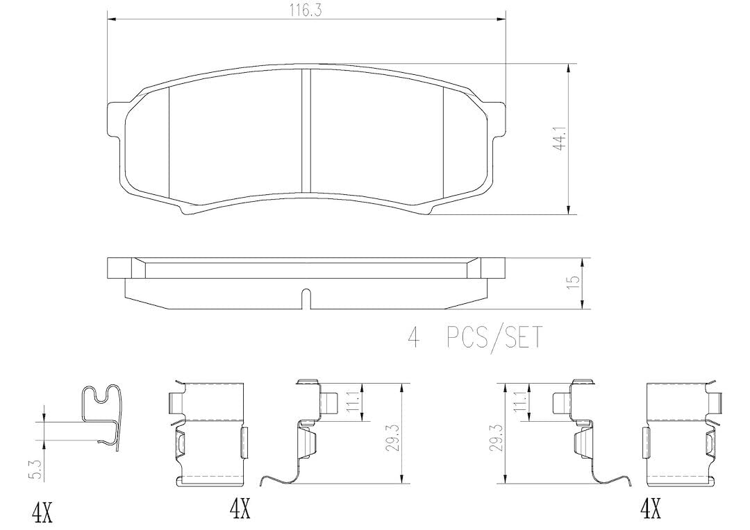 BREMBO P83024N Brembo P83024N Premium Ceramic Rear Disc Brake Pad Set BAW/CHANGAN/LANDWIND (JMC)/LEXUS/MITSUBISHI/MITSUBISHI (GAC)/TOYOTA/TOYOTA (FAW) OE# 0446660040
