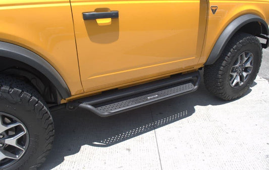 GO RHINO D14131T RealTruck Dominator Xtreme D1 Sidestep & Brackets | Mild Steel, Textured Black | D14131T | Fits 2021-2026 Ford Bronco 2-Door (Excludes Bronco Sport)