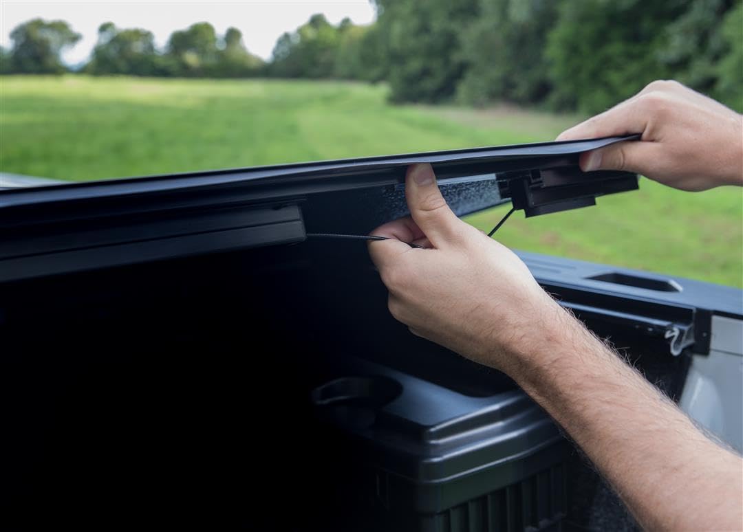 TRAILFX TFX3524 TrailFX Standard Flush Tri-Fold Hard Tonneau Cover Lockable Black FRP/Aluminum 2 Folds/3 Panels 2 Riding Positions Fits 2015–2020 Ford F-150 TrailFX TFX3524