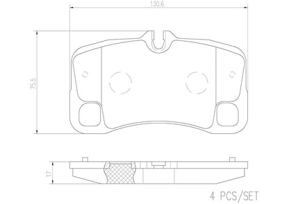 BREMBO P65022N Brembo P65022N Premium Ceramic Rear Disc Brake Pad Set PORSCHE OE# 99735294905