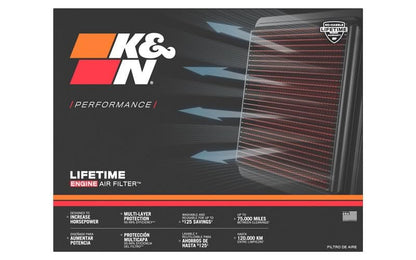 K&N FILTER 33-5047 K&N High-Flow Original Lifetime Engine Air Filter: Increase Power: Premium, Washable: Compatible with 2016-2024 Chevrolet: Camaro, SS, ZL1, 33-5047