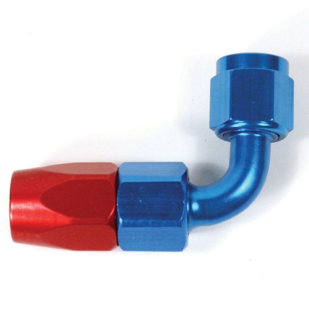 SPEEDFX 511690 SpeedFX Hose End Fitting Full Swivel -16AN 90 Degree Red and Blue Anodized Aluminum 1 Inch Thread Female Single Hose End Fitting SpeedFX 511690