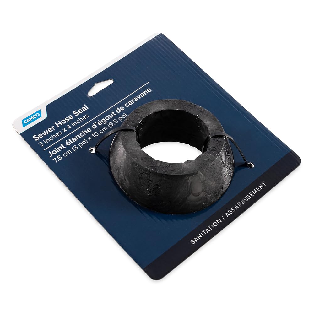 CAMCO 39313 Camco 4" x 3" Sewer Hose Seal | Connects Directly on RV Sewer Hose for an Odor Proof Connection to Dump Station | Black (39313)