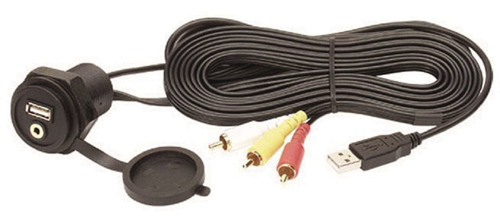 CLARION 01-CCAUSBAV Clarion Corporation of America CCAUSBAV USB 2.0 Port and 3.5mm Audio/Video Mini-Jack with USB Extension Cable, Composite Audio/Video RCA Connectors and Integrated Cover