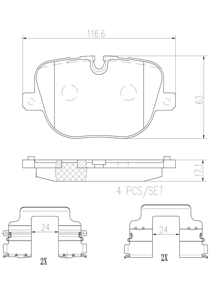 BREMBO P44025N Brembo P44025N Premium Ceramic Rear Disc Brake Pad Set LAND ROVER OE# LR025739