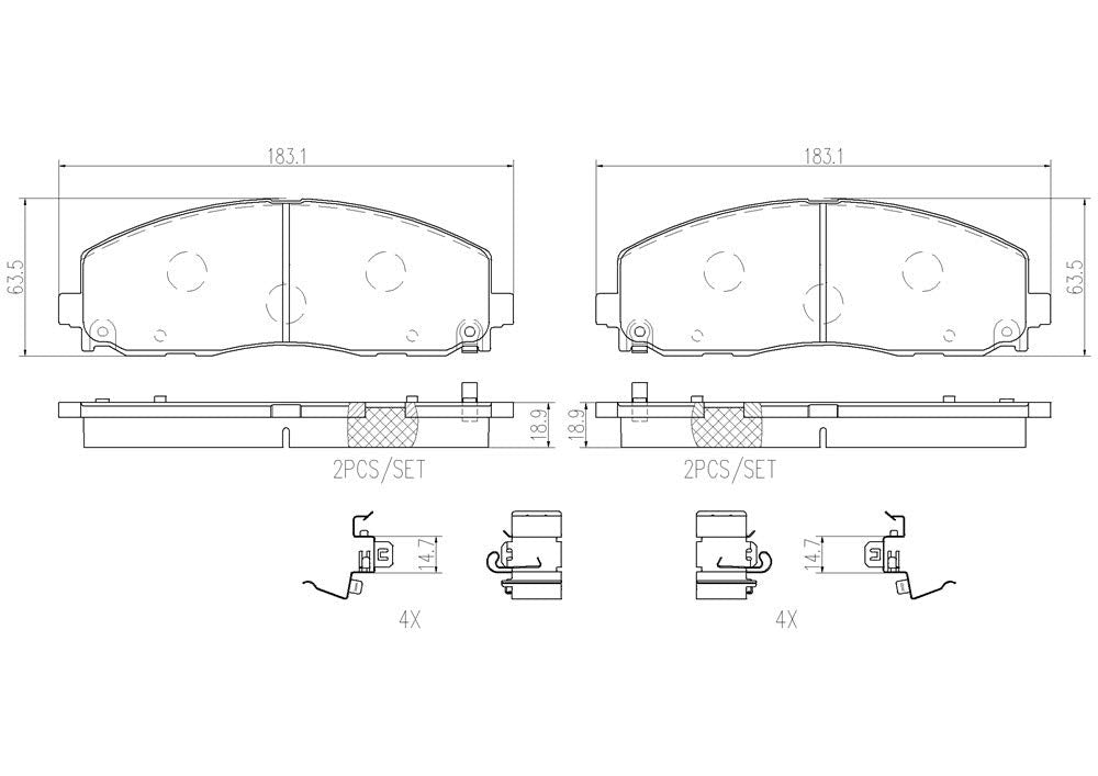 BREMBO P11035N Brembo P11035N Premium Ceramic Front Disc Brake Pad Set CHRYSLER/DODGE/FIAT/LANCIA/VW OE# 00K68144163AF