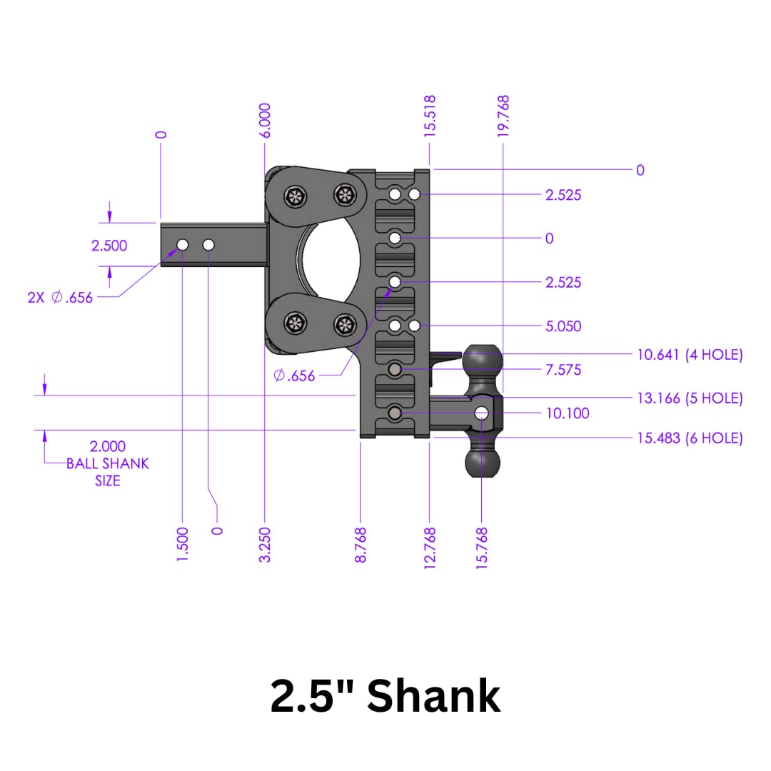 GEN-Y HITCH GH-2325 GEN-Y Hitch Heavy Duty Tow Hitch for 2.5" Receiver - 7.5" Drop/Rise with 5 Adjustable Positions, Includes Dual Ball Mount, Pintle Lock and Pins, 10,000 lbs Towing Capacity, 1,100 lbs Tongue Weight