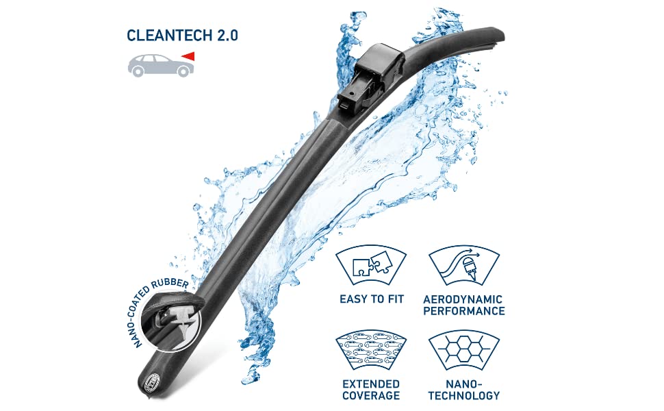 HELLA 358054181 Hella OE Quality 18 Inch All Seasons Nano-Coated Rubber Cleantech Wiper Blade (Single Blade) fits select Domestic, Asian and European vehicle applications / 358054181