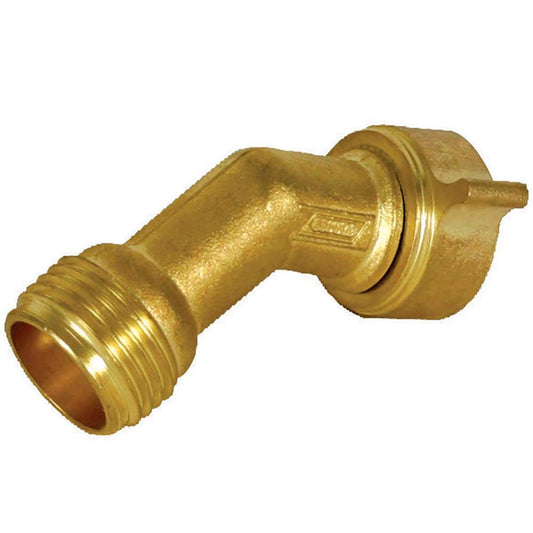 Camco 45 Degree Hose Elbow- Eliminates Stress and Strain On RV Water Intake Hose Fittings, Solid Brass (22605)