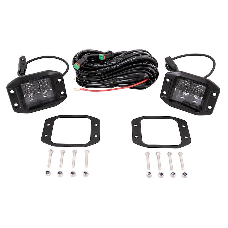 TRAILFX 2X2FMBKF2 Trailfx Driving/Fog Light 2X2FMBKF2, LED Bulb, 4 Clear LED 10 Watt Bulbs, 3 Inch Square, 90 Degree Flood Beam, Clear Lens, Bracket Mount, 9600 Raw Lumens/ 6640 Effective Lumens, Set Of 2