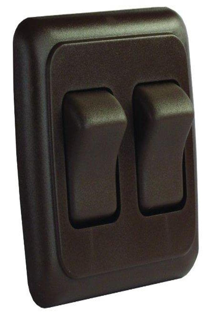 JR PRODUCTS 12145 JR Products 12145 Brown Double SPST On-Off Switch with Bezel