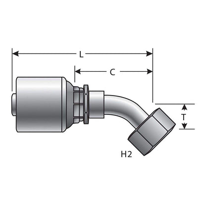 Gates G25175-1010 Female Jic 37 Flare Swivel 45 Bent Tube (Mega