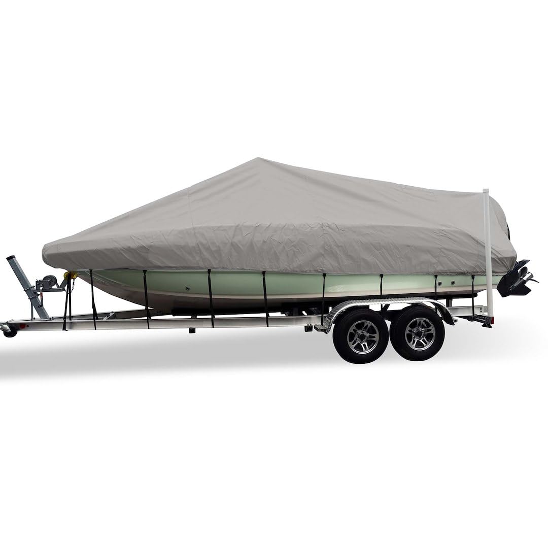 CARVER 79012 CSR 78012 Flex-Fit Cover for V-Hull Fishing Boats - 20' to 22', Haze Gray