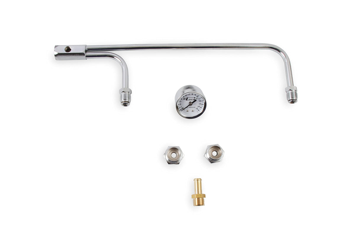 MR GASKET 1559 Mr. Gasket 1559 Fuel Line Kit with Gauge & Fittings - Chrome