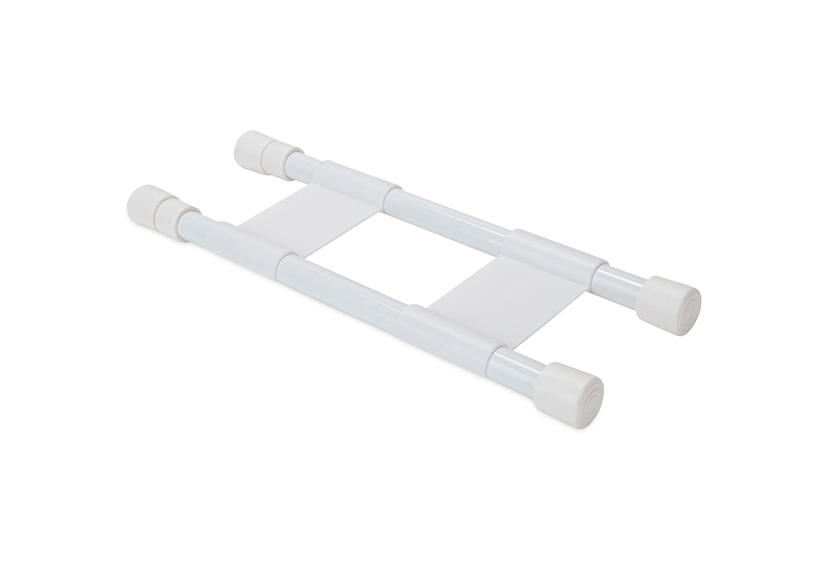 CAMCO 44093 Camco 17" Double RV Refrigerator Bar -Holds Food and Drinks in Place During Travel - Prevents Messy Spills - Spring Loaded and Extends Between 10" and 17" - White (44093)
