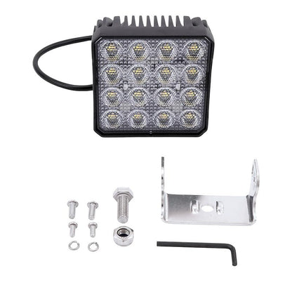 TRAILFX 4X4WLAMF1 TrailFX 4X4WLAMF1 Square LED Work Light 4 Inch 80W Flood Beam Dual White and Amber Flash 11200 Raw Lumens Black Aluminum Pedestal Mount with Installation Hardware