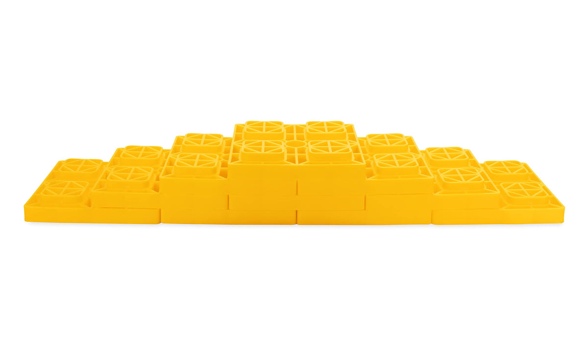 CAMCO 44505 Camco Heavy Duty Leveling Blocks | Ideal for Leveling Single Wheels, Double Wheels, Hydraulic Jacks, Tongue Jacks, and More | Yellow | 10-Pack (44505)