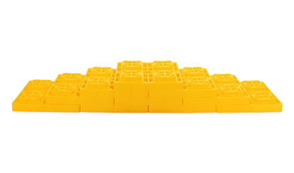 CAMCO 44505 Camco Heavy Duty Leveling Blocks | Ideal for Leveling Single Wheels, Double Wheels, Hydraulic Jacks, Tongue Jacks, and More | Yellow | 10-Pack (44505)