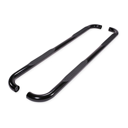 TRAILFX A0058B TrailFX A0058B 3 Inch Round Bent Nerf Bars for Chevrolet Silverado 1500 Double Cab 2020-2021 | Black Powder Coated Steel Side Steps with Slip-Resistant Molded Step Pads | Body Mount, Set of 2